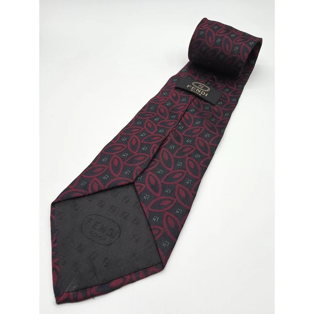 Vintage Fendi Roma Mens Tie Made In Italy 100% Silk Multicolor Geometric 56x3.5